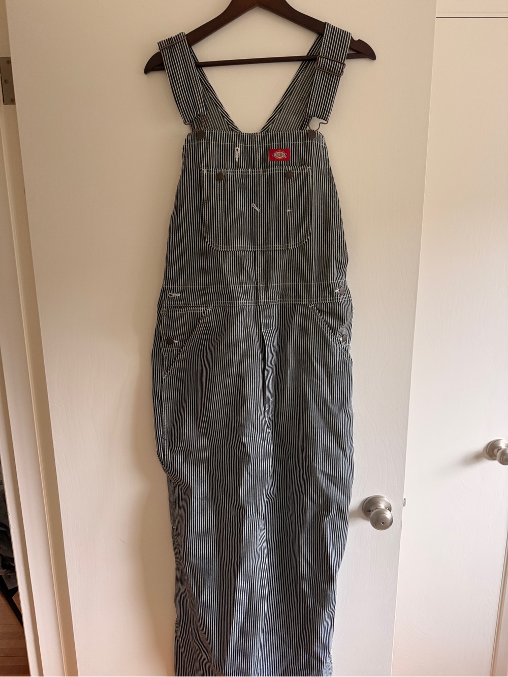 Dickies Men's Striped Bib Overalls Jumpsuit - Navy & White